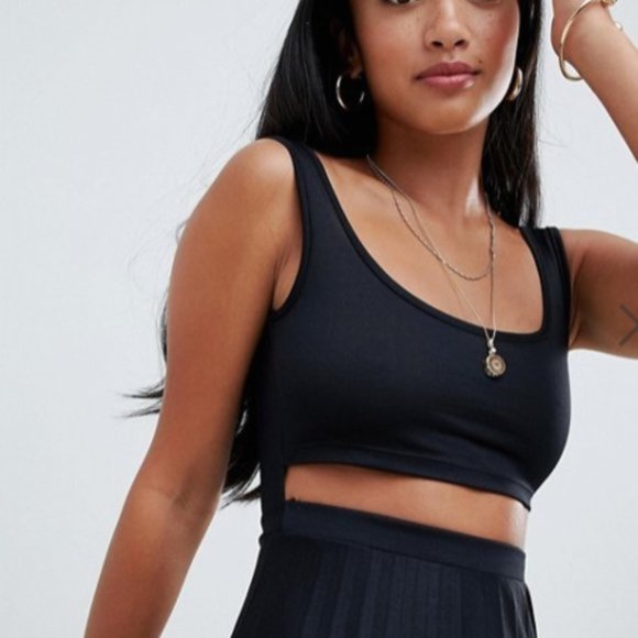 ASOS Petite Crop Pleated Cut Out Dress - Picture 2 of 5